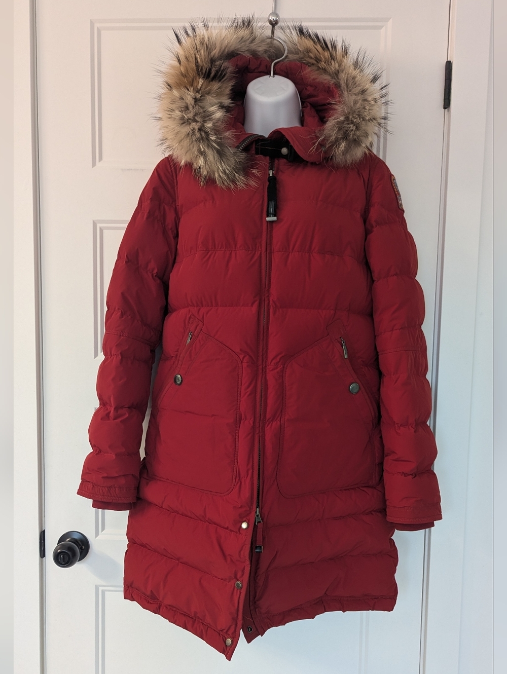 Parajumpers Light Long Bear Jacket M Red | Fur Hood Down Puffer Coat PJS - Picture 10 of 11